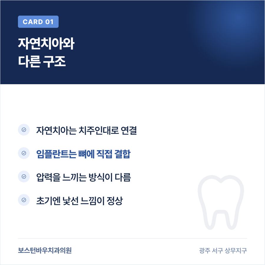 광주임플란트와 자연치아 구조 차이 카드뉴스