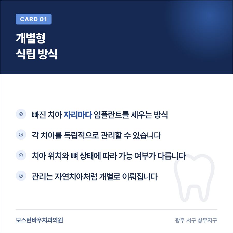 상무지구치과 임플란트 개별형 식립 안내 이미지
