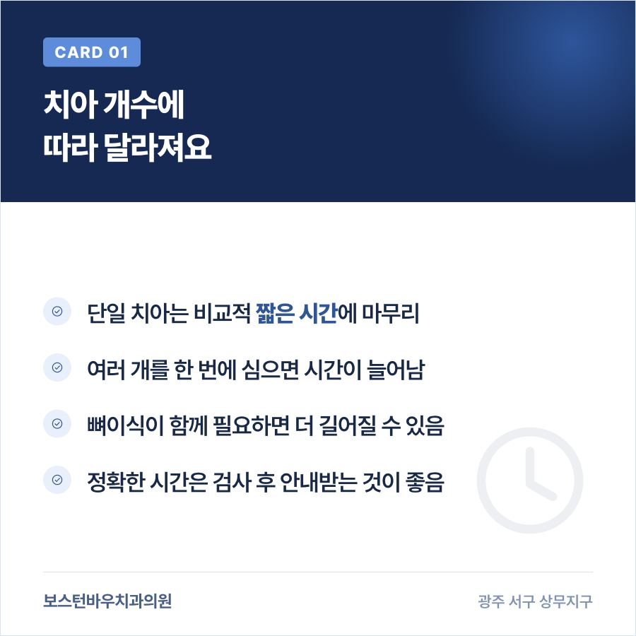상무지구치과 임플란트 수술 시간이 치아 개수에 따라 달라지는 모습