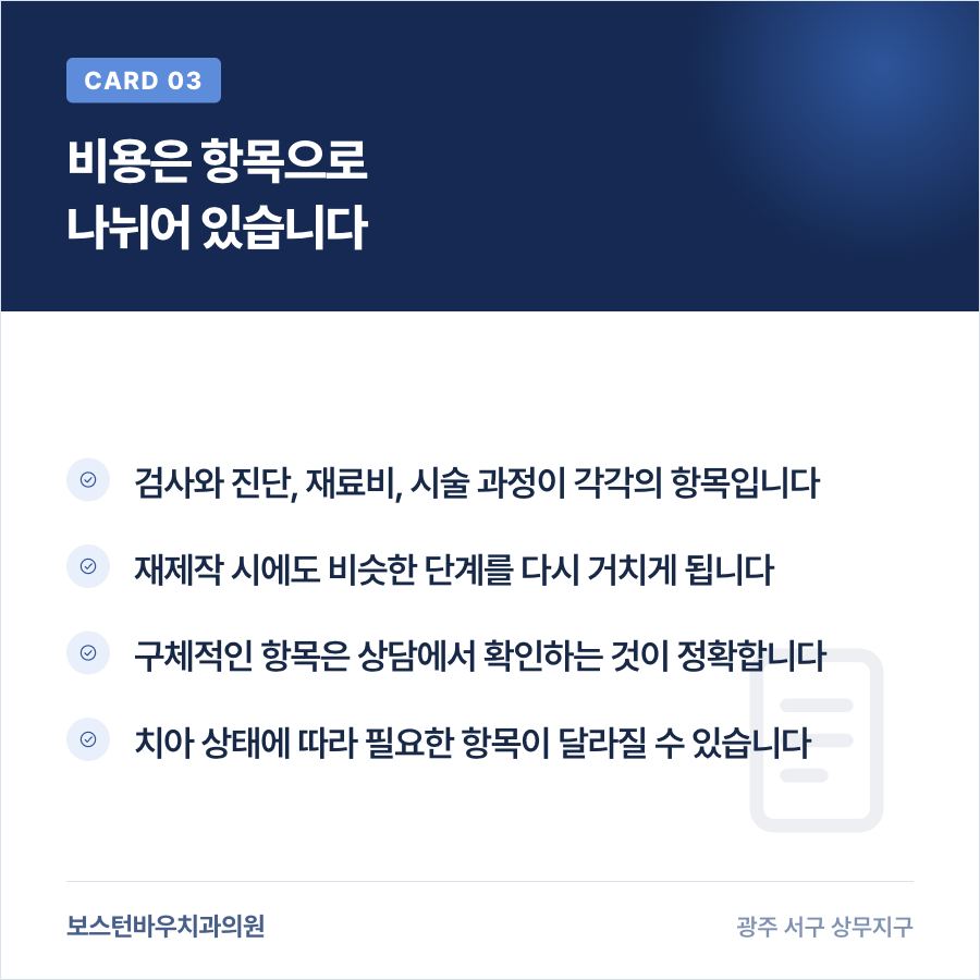 라미네이트 비용 항목 구성을 설명하는 카드뉴스