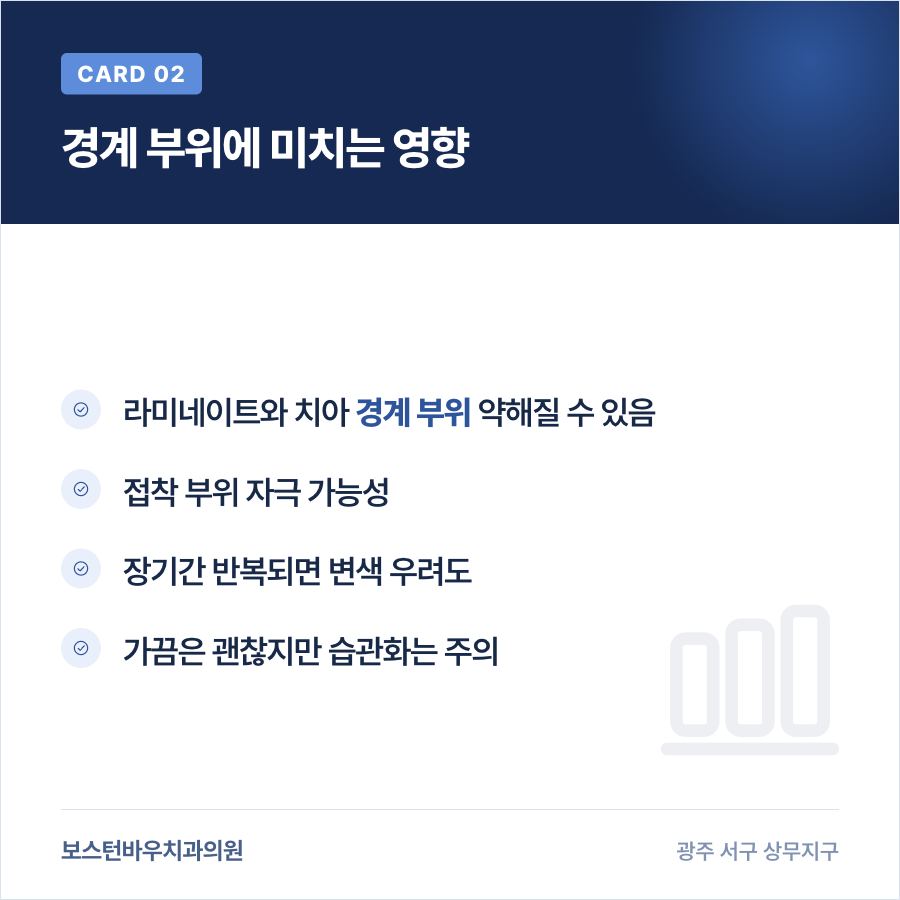 라미네이트 경계 부위에 미치는 산성 음료 영향 카드뉴스