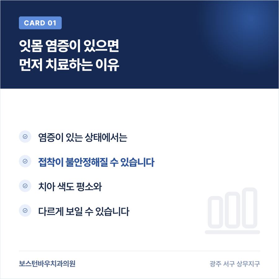 라미네이트 전 잇몸 염증 치료 필요성을 설명하는 카드뉴스