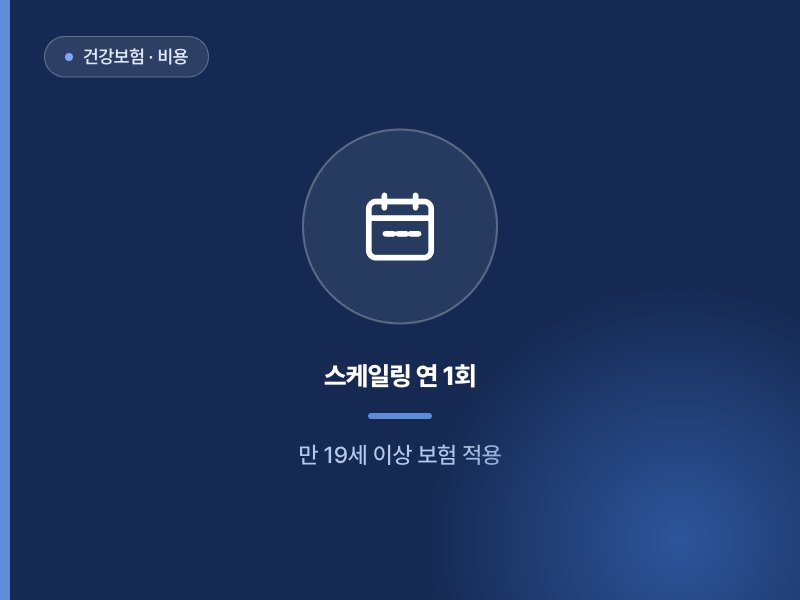 건강보험 · 비용 스케일링 연 1회 만 19세 이상 보험 적용